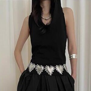 Women's Metal Dress Chain Belt Silver